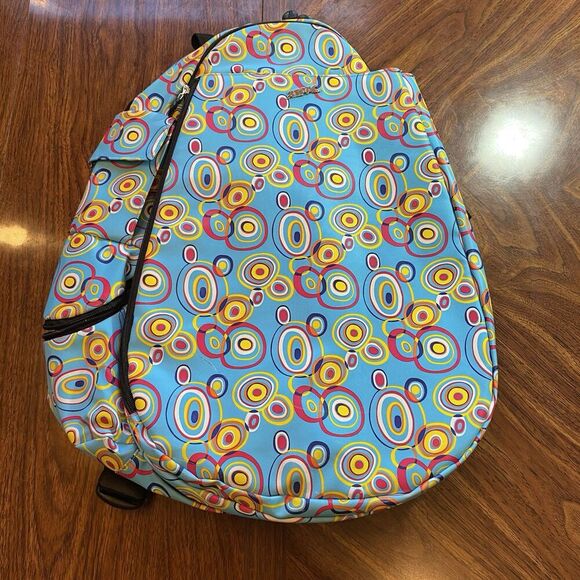 Jetpac Life Is Tennis Blue Yellow Lynne Tauchen Tennis Bag SlingBack Vibrant - Picture 1 of 8